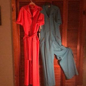 Vintage polyester zipper front jumpsuit.